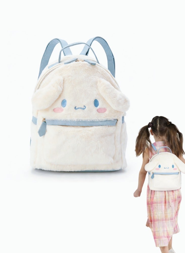 XICEN Cute Mini Plush Backpack, Cute Anime Cartoon Bag Soft Fuzzy Handbags With Character Accessories-White - Image 1